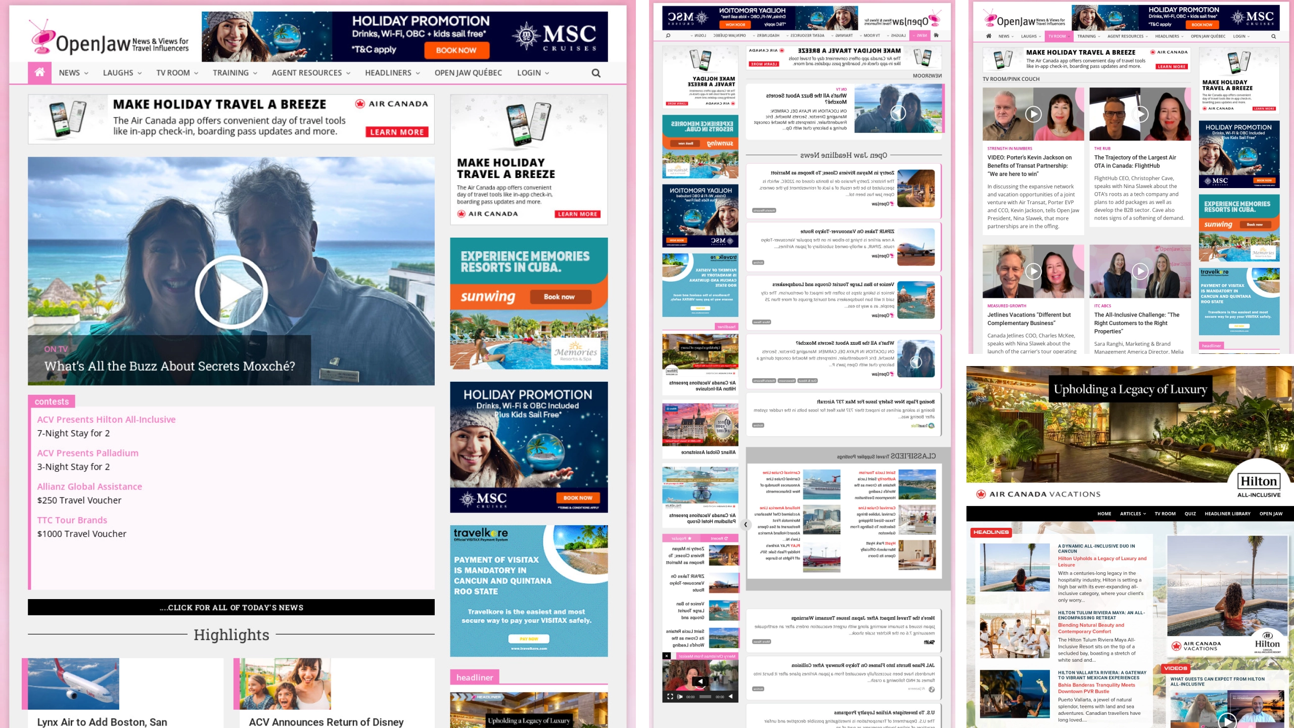 Open Jaw - Travel News & Views for Canadian Travel Agents Website